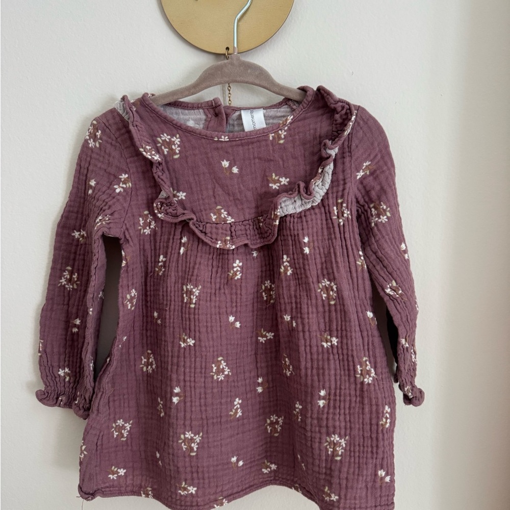 Modern moments burgundy muslin 12 months floral dress